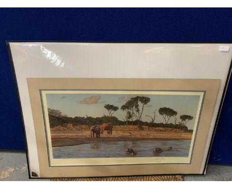 AN ANTHONY GIBBS MOUNTED PRINT 'EVENING ON THE GALANA' LIMITED EDITION 272/1000 WHOLESALE PRICE £120 