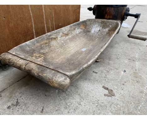 A VINTAGE WOODEN FRENCH DOUGH BOWL 