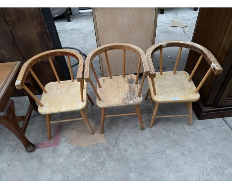 THREE VINTAGE INFANT'S CHAIRS WITH ROUNDED BACKS 
