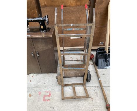 TWO VINTAGE METAL SACK TRUCKS IN WORKING ORDER 