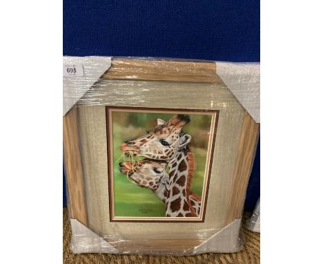 A SUSAN BAXTER FRAMED PRINT 'CAN I HAVE SOME' GIRAFFE WHOLESALE PRICE £95 