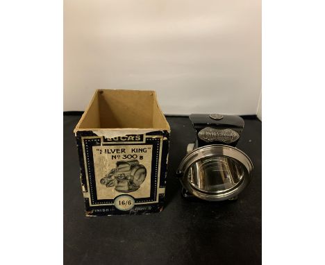 A VINTAGE LUCAS SILVER KING BIRMINGHAM CYCLE LIGHT WITH BOX 