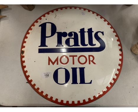 A CIRCULAR ENAMEL SIGN 'PRATTS MOTOR OIL' 