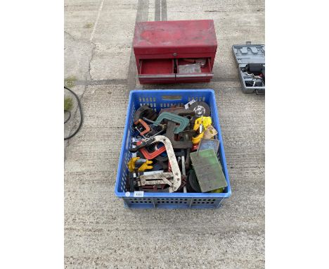 VARIOUS TOOLS - VALVE COMPRESSOR, CLAMPS, SOCKET SET ETC 