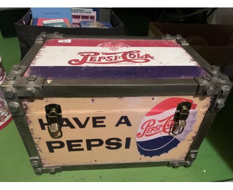 A VINTAGE STYLE PEPSI STORAGE TRUNK 