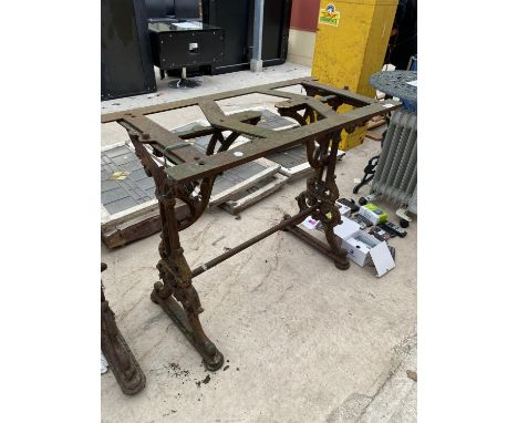 A VINTAGE AND DECORATIVE CAST IRON TABLE BASE 