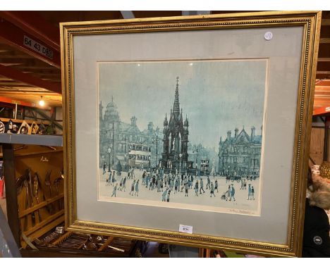 AN ARTHUR DELANEY PENCIL SIGNED LIMITED EDITION PRINT 246/250  OF ALBERT SQUARE MANCHESTER 