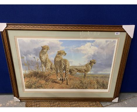 A DONALD GRANT FRAMED PRINT 'CHEETAH TRIO' LIMITED EDITION 227/950 WHOLESALE PRICE £200 