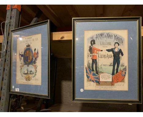 A PAIR OF FRAMED VINTAGE STYLE CONCERT PROGRAMMES RELATING TO THE ARMED SERVICES 