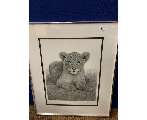A JON BYE FRAMED PRINT 'PRIDE AND JOY' LEOPARD LIMITED EDITION 14/374 WHOLESALE PRICE £150 