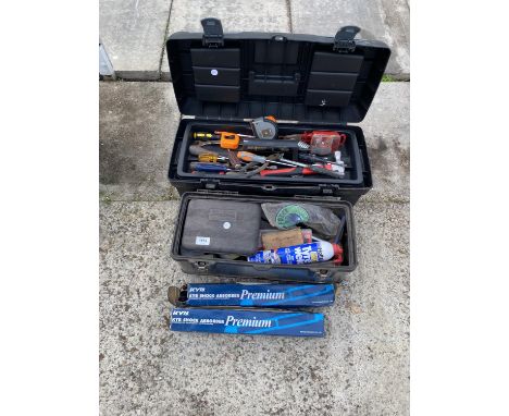 TWO TOOL BOXES WITH TOOLS AND AUTO SPARES 