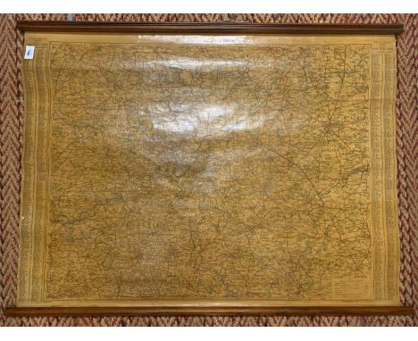 A VINTAGE FABRIC MAP '30 MILES ROUND BIRMINGHAM' 