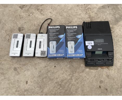 A QUANTITY PHILIPS POCKET MEMOS AND A TAPE RECORDER 
