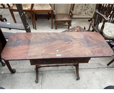 A REPRODUCTION MINIATURE MAHOGANY SOFA TABLE 