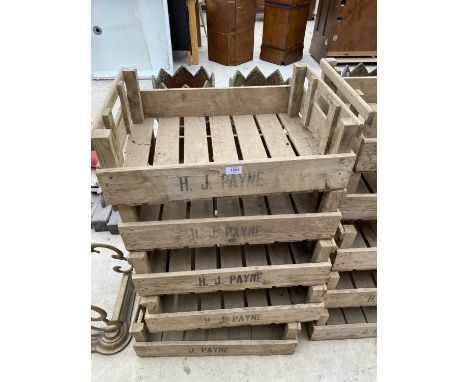 FIVE VINTAGE WOODEN H J PAYNE SPRITTING BOXES 