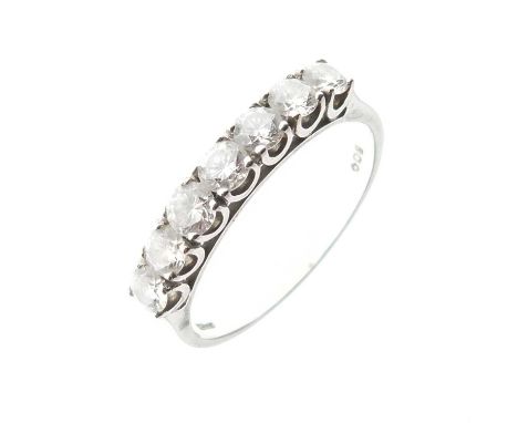 Seven-stone diamond platinum half-hoop ring, London 1988, the brilliant cuts totalling approximately 1ct, size V approx, 6.2g