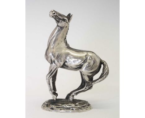 Modern cast solid silver sculpture 'Playing Up' by Lorne Mckean issued by the British Horse Society, sponsor's mark of John P