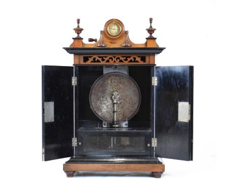 Late 19th Century walnut-cased upright polyphon, No 370254, probably 'The Britannia' by B. H. A of St. Croix, Switzerland, pl