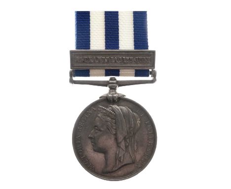 Egypt Medal (1882-1889) awarded to 'J.Hunt. Ord: HMS. Helicon', one clasp, Alexandria 11th July 