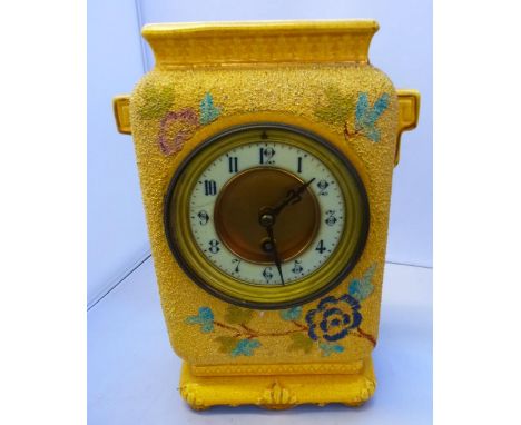 POTTERY MANTLE CLOCK 11" X 7.5" X 4"