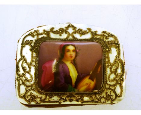 RARE HAND PAINTED, ENAMEL PANELLED MOTHER OF PEARL PURSE, QUANTITY OF ASSORTED ORNAMENTS INCLUDING VASES, FIGURES, PIN TRAYS,