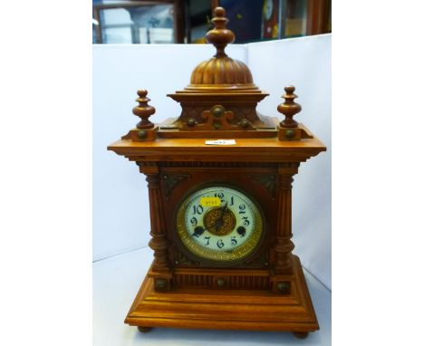 2 HOLE CARVED MANTLE CLOCK 17.5" X 10.5" X 6.25"