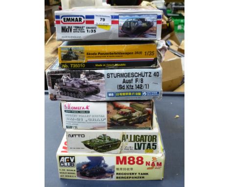 6 BOXED MODEL KITS - EMHAR, CMK, GUNZE SANGYO, OMERA-K, NITTO AND AFV CLUB