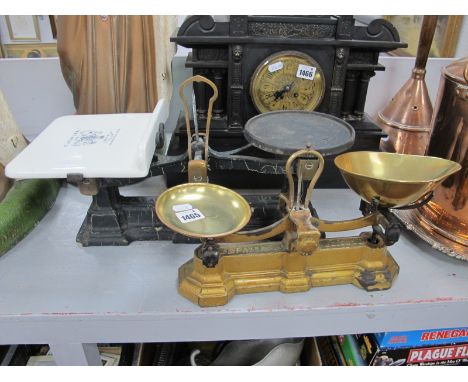Early XX Century W &amp; T Avery Ltd, Scales, with a pottery pan, together with one other XX Century Avery Scales. (2).