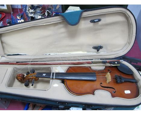 Violin Model ACV32, made in China, together with a bow, cased.