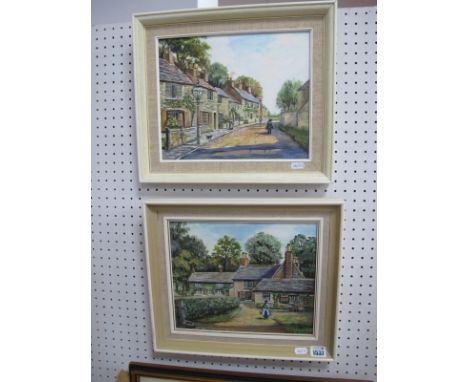 K Bagon (Sheffield Artist), Norton Post Office and Norton Lees Lane, pair of oils on board, signed lower right, 24 x 28.5cm.