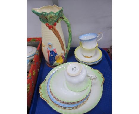 Royal Albert Bone China Part Tea Service "Rainbow Pattern, 1920's Gibsons "Arabian" hand painted vase:- One Tray.
