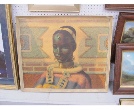 A Vintage Vladimir Tretchikoff Print,  'Lady of Ndebele" 50 x 60cm.