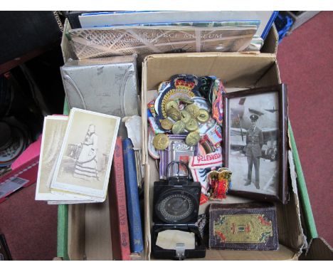 Military Magnetic Marching Mark 1 Compass, R.A.F uniform buttons, R.A.F cross country medals etc, Keepers of The Peach cloth 