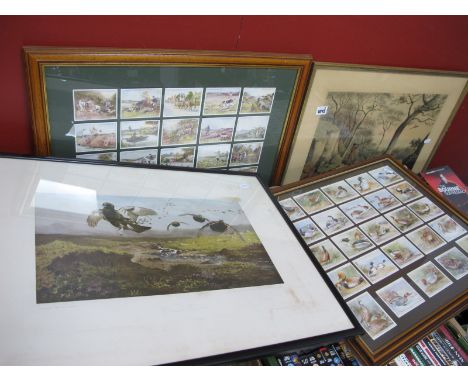 Players Trade Cards in two frames, pheasant shooting and grouse drive prints.