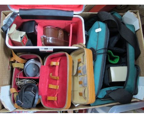 A Kodak Retina 1B 35mm Camera with Case, together with a quantity of camera accessories including camera cases, Weston Master