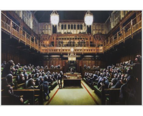 δ Banksy (b.1974) (after)Monkey ParliamentOffset lithograph printed in colours, 2009, on thin, smooth wove paper, the full sh