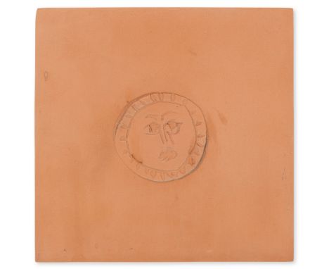 δ Pablo Picasso (1881-1973)Visage d'homme (Ramie 632)Red ceramic tile, 1971, numbered from the edition of 500 and inscribed '