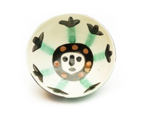 δ Pablo Picasso (1881-1973)Visage Bowl (Ramie 290)Ceramic bowl, glazed and painted in colours, 1955, inscribed on the undersi