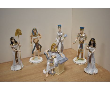 A collection of six limited edition Royal Worcester and Wedgwood (Compton &amp; Woodhouse) Ancient Egyptian figures, comprisi