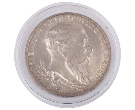Deutsches Kaiserreich/Baden - 5 Mark 1902, Friedrich I, 50 jähriges Regierungsjubiläum, J.31, vz.+| German Empire/Baden - 5 M