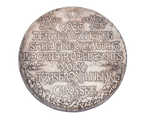 Deutsches Kaiserreich - Versilberte Zinnnedaille 1896/1897, Auf den 100. Geburtstag von Kaiser Wilhelm I., von Herrmann Dürri