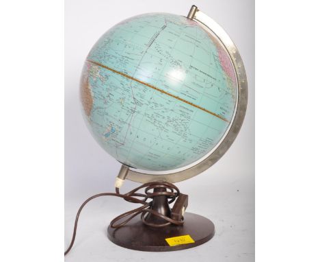 A retro vintage mid 20th century circa 1970s Danish Scan Globe A / S&nbsp; desktop globe having polychrome detailing raised o