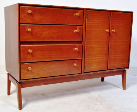 Minty - A vintage retro mid 20th century circa. 1960's teak wood sideboard credenza. The sideboard having a bank of four draw