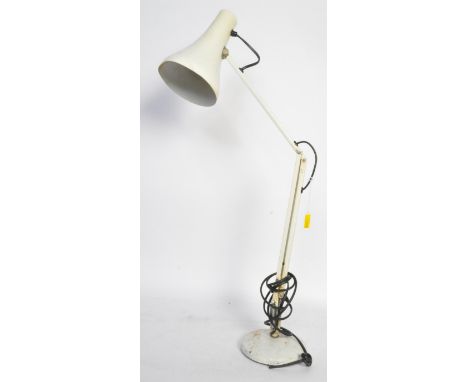 A retro mid 20th century circa. 1970's Anglepoise Herbert Terry Model 90 lamp in a white colourway with conical shade over a 