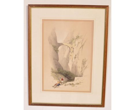 After David Roberts (1796-1864) 'Triumphal Arch crossing the Ravine leading to Petra'. Plate 95 as part of Volume III of 'The