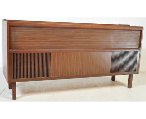 A vintage retro mid 20th century teak wood audio Hi-Fi Ferguson stereogram with Garrard record desk within. Measures 67 x 132