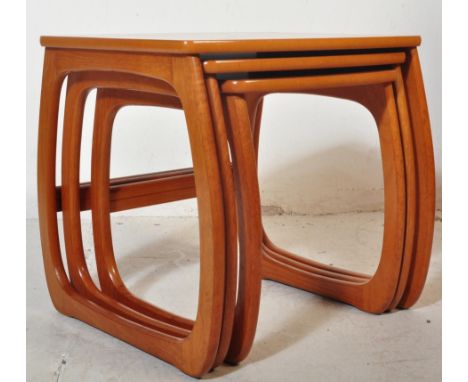 Nathan Furniture - Burlington Range - A vintage retro mid 20th century teak Nathan nest of tables. The nest of tables being o