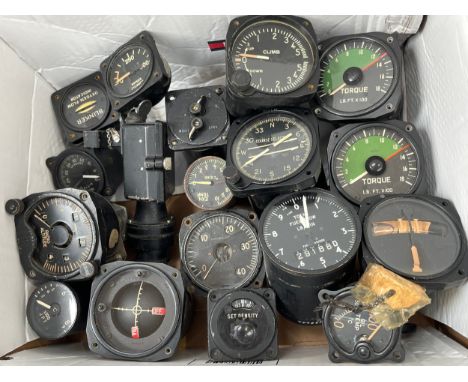 A collection of mainly aircraft dials/gauges including Course Selector and Engine Oil Temperature etc 