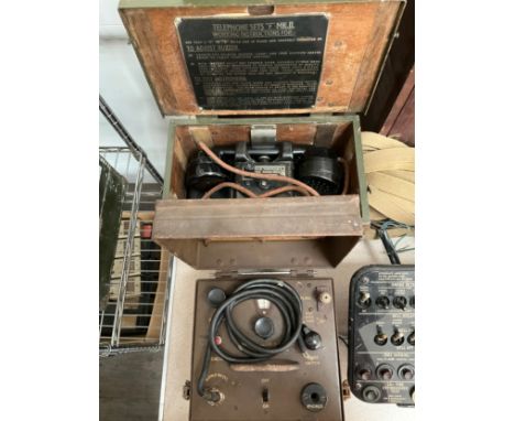 A WWII British Army Telephone set "F" MkII with a Wavemeter Class D No.1 (2) 