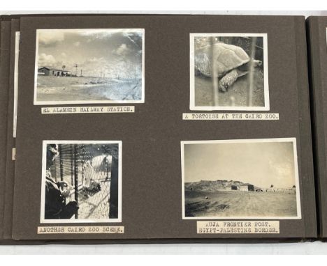 A WWII British Army North Africa / Middle East related photo album featuring same soldier throughout, 94 photos 